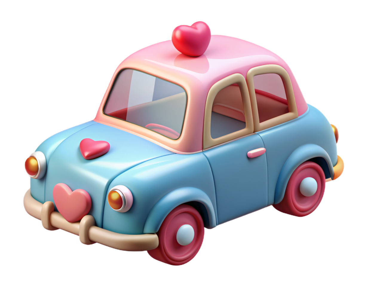 Cute Wedding Car 3d Rendering png