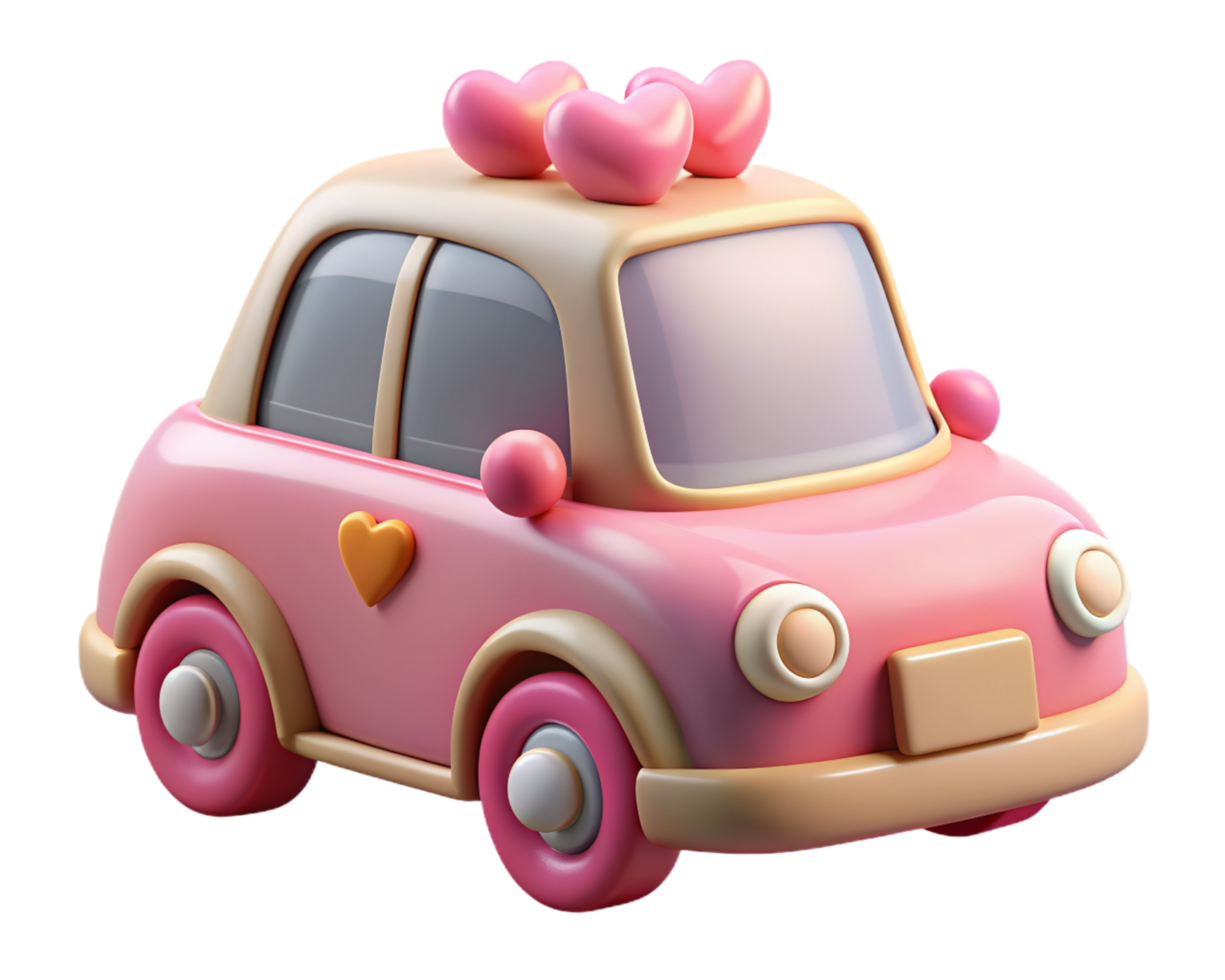Cute Wedding Car 3d Icon png