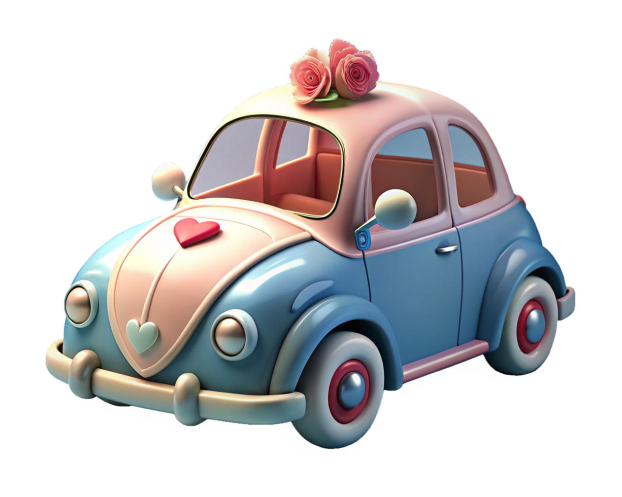 Cute Wedding Car 3d Concept png