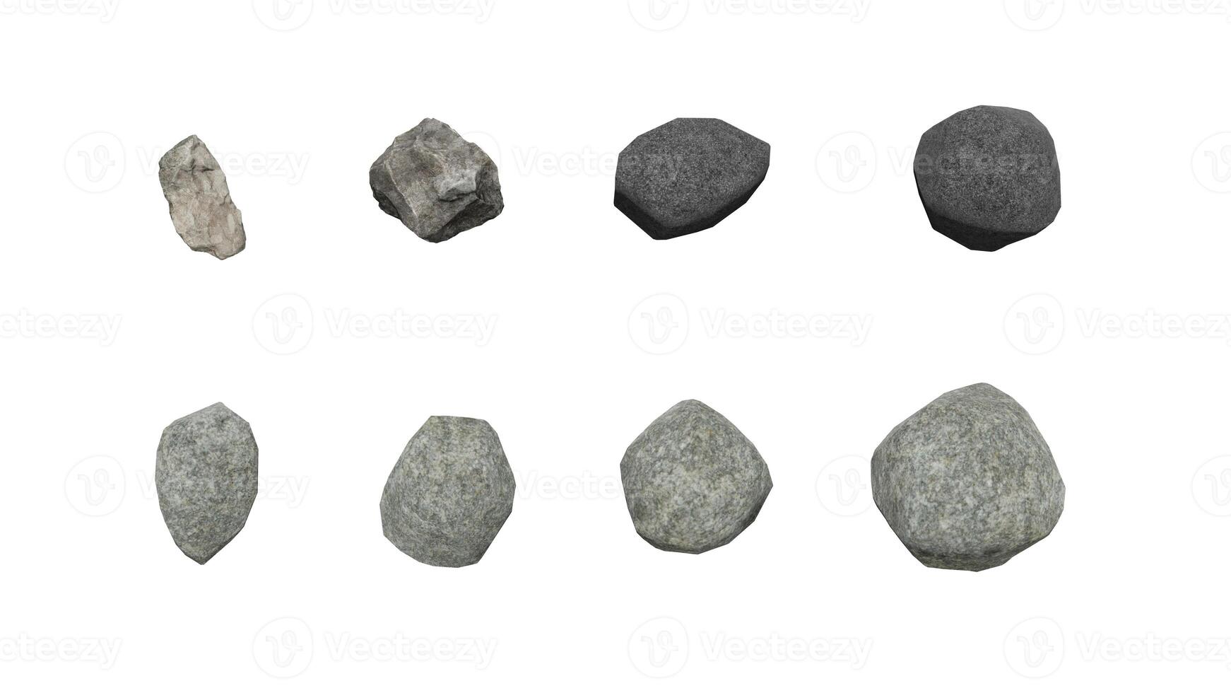 3D stone isolated on white background Use for visualization in architectural design or garden decorate photo