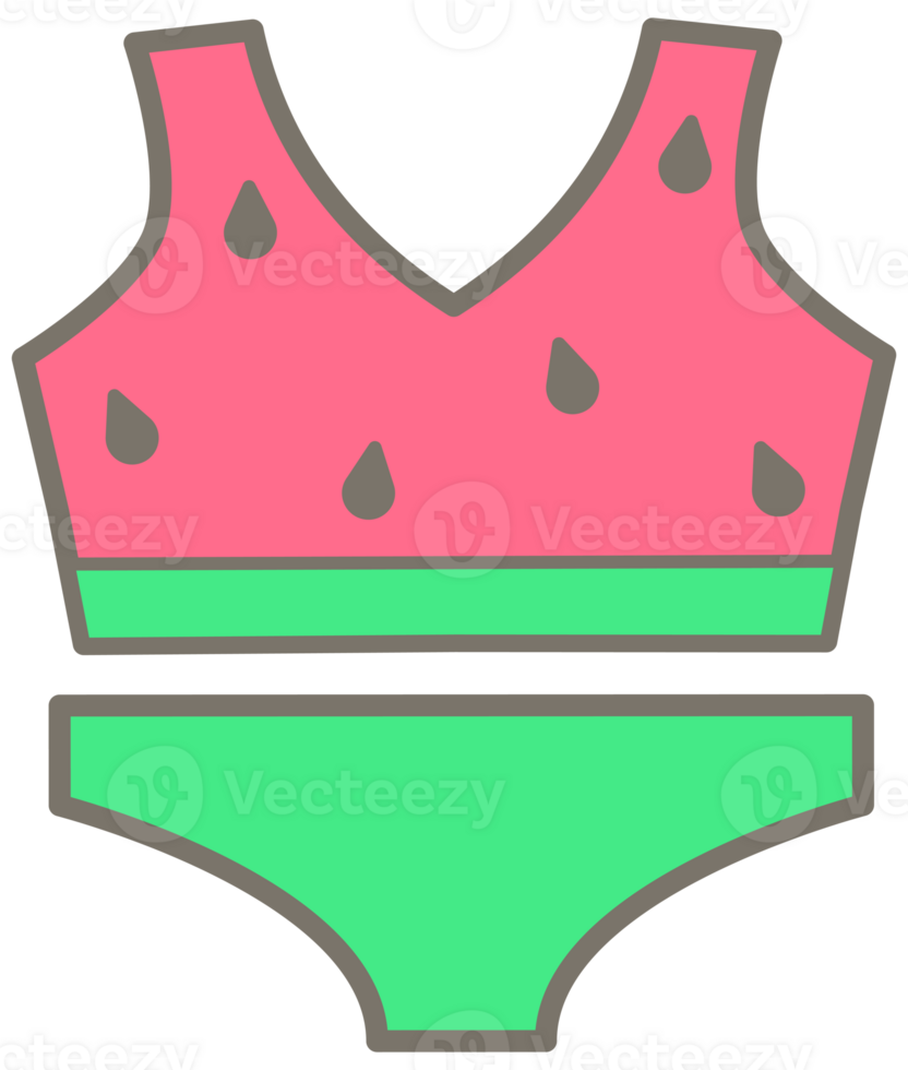 Kid hand drawn cute colorful happy bikini day watermelon bikini png