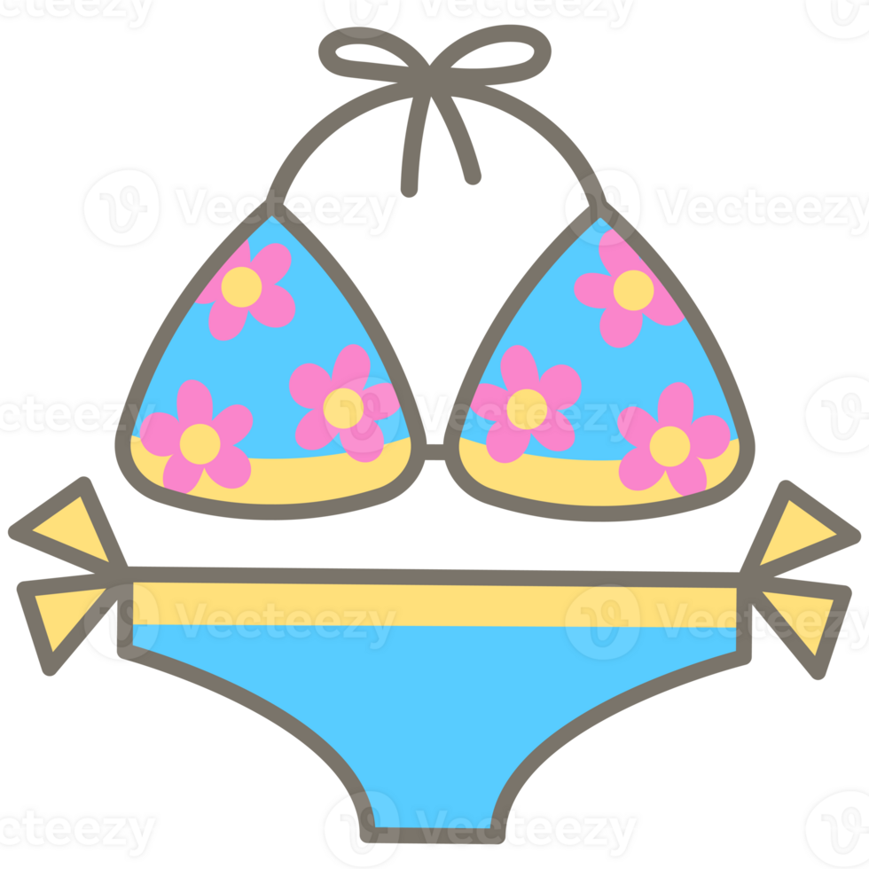 Kid hand drawn cute colorful happy bikini day daisy pattern bikini png