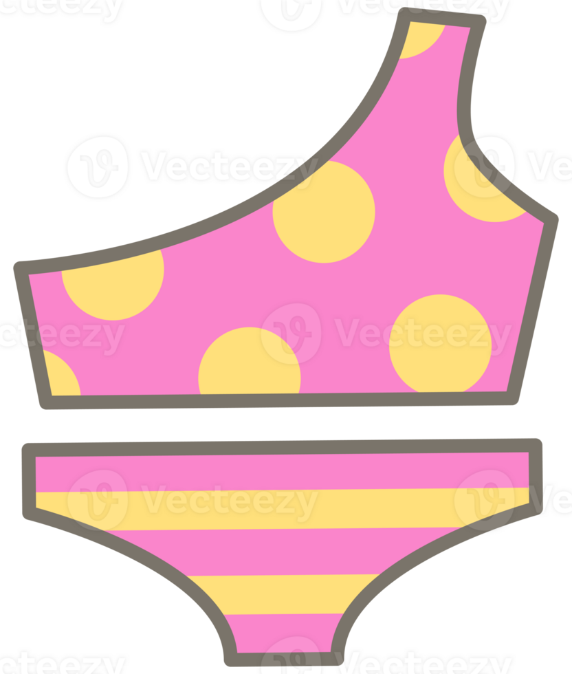 Kid hand drawn cute colorful happy bikini day polkadot bikini png