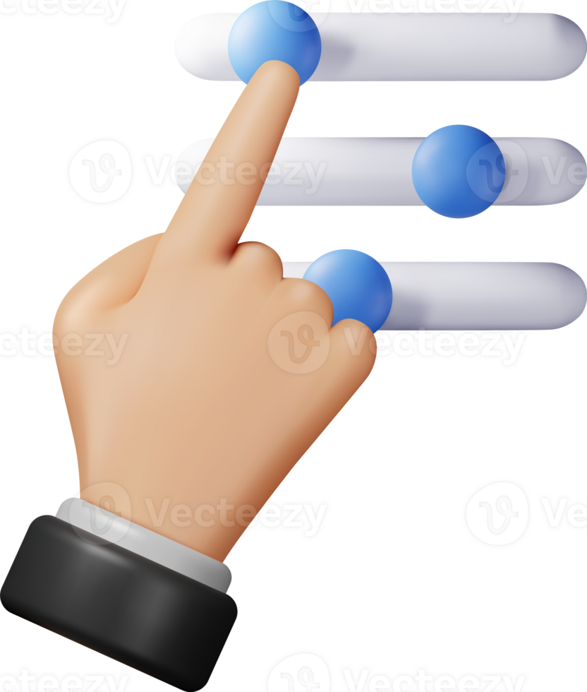 3D filter button and hand png