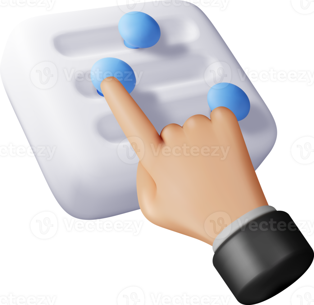 3D filter button and hand png