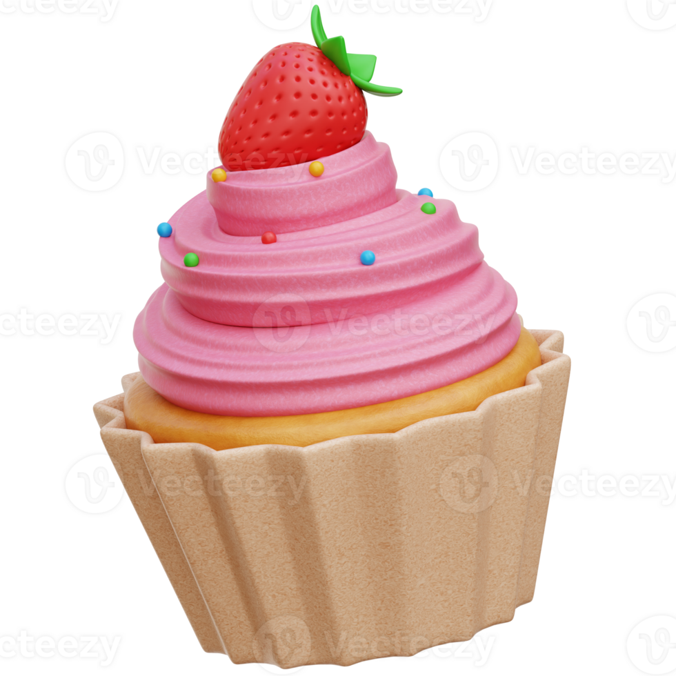 Strawberry Cupcake 3d Illustration png