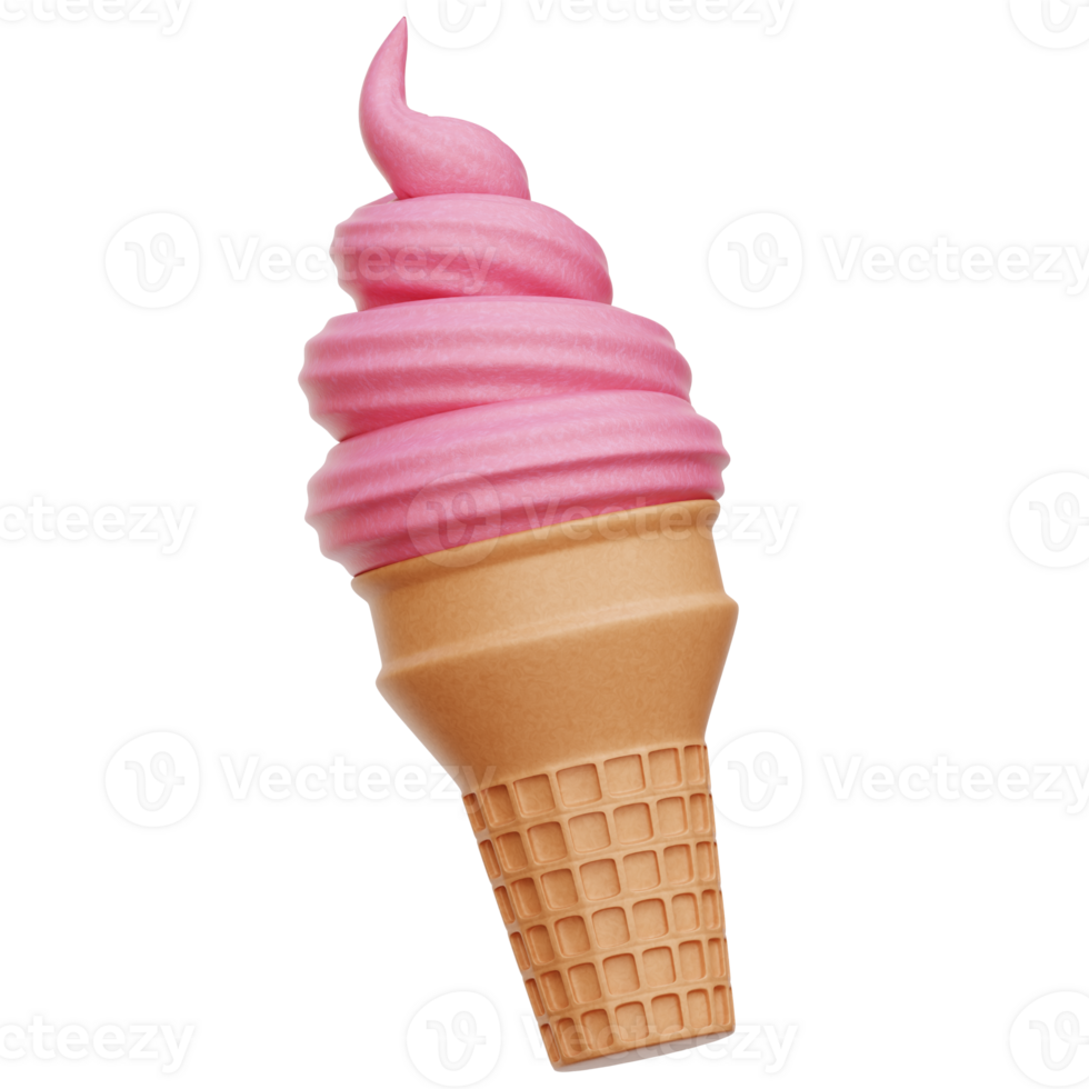 Strawberry Ice Cream 3d Illustration png