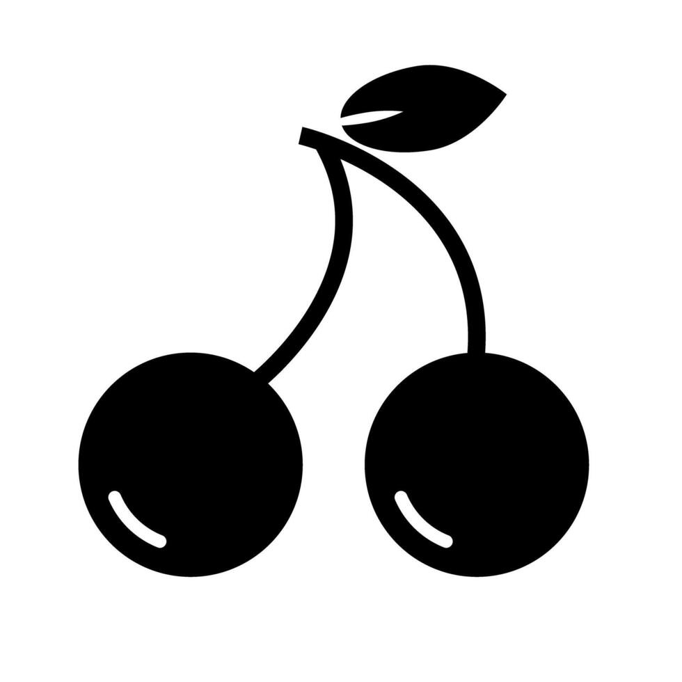 Cherry silhouette. Sweet fruit. vector