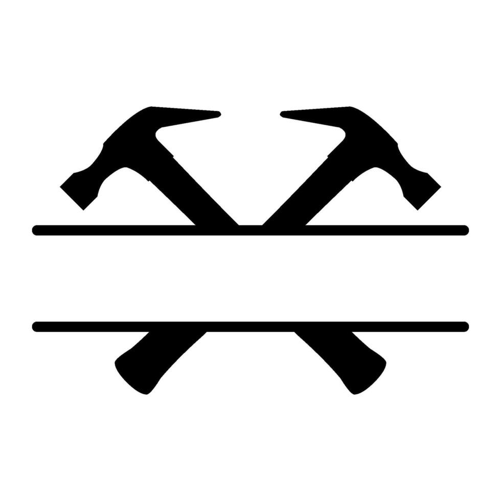Hammer split names on white background vector