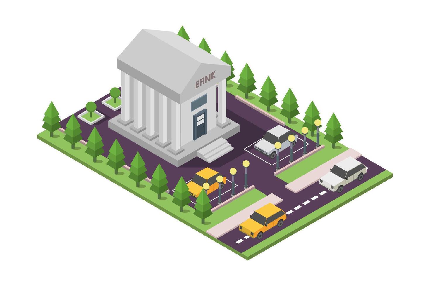 Isometric bank on white background vector