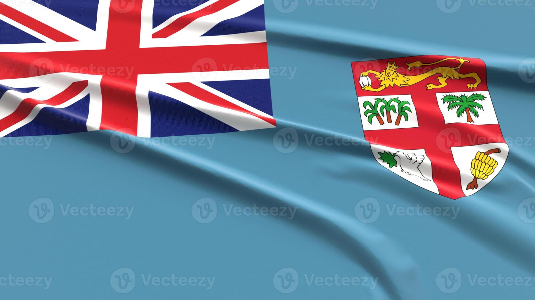 Fiji Flag. Fabric textured Fijian Flag. 3D Render Illustration. photo