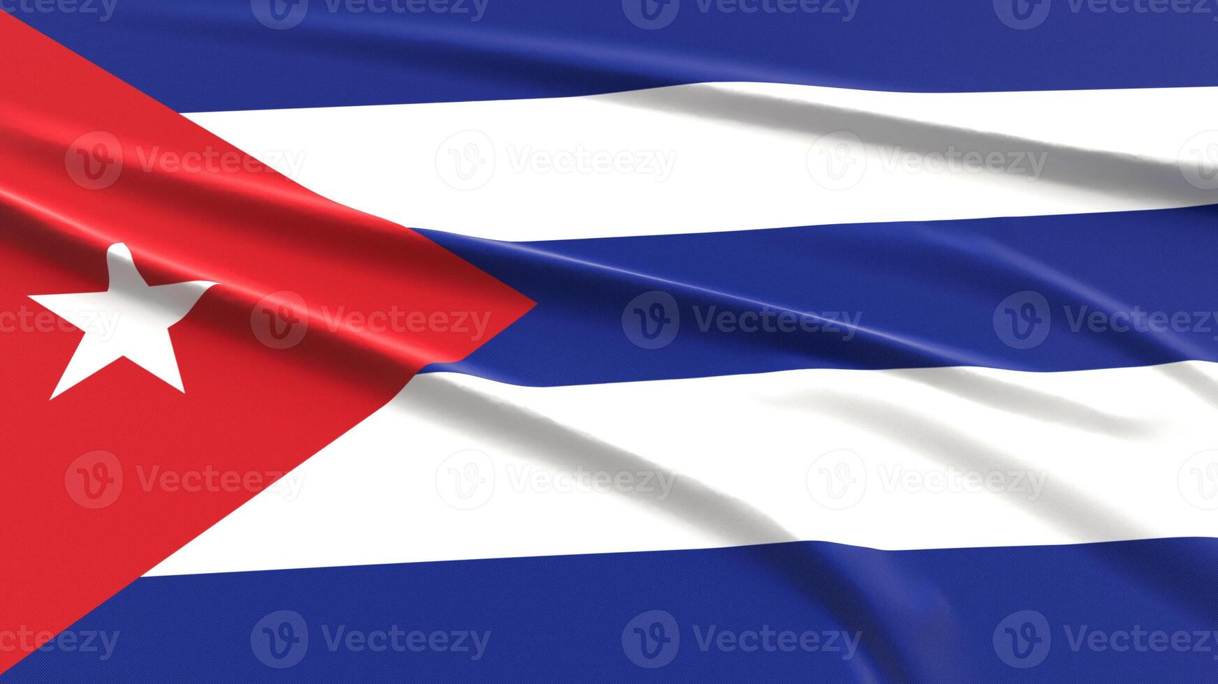 Cuba Flag. Fabric textured Cuban Flag. 3D Render Illustration. photo