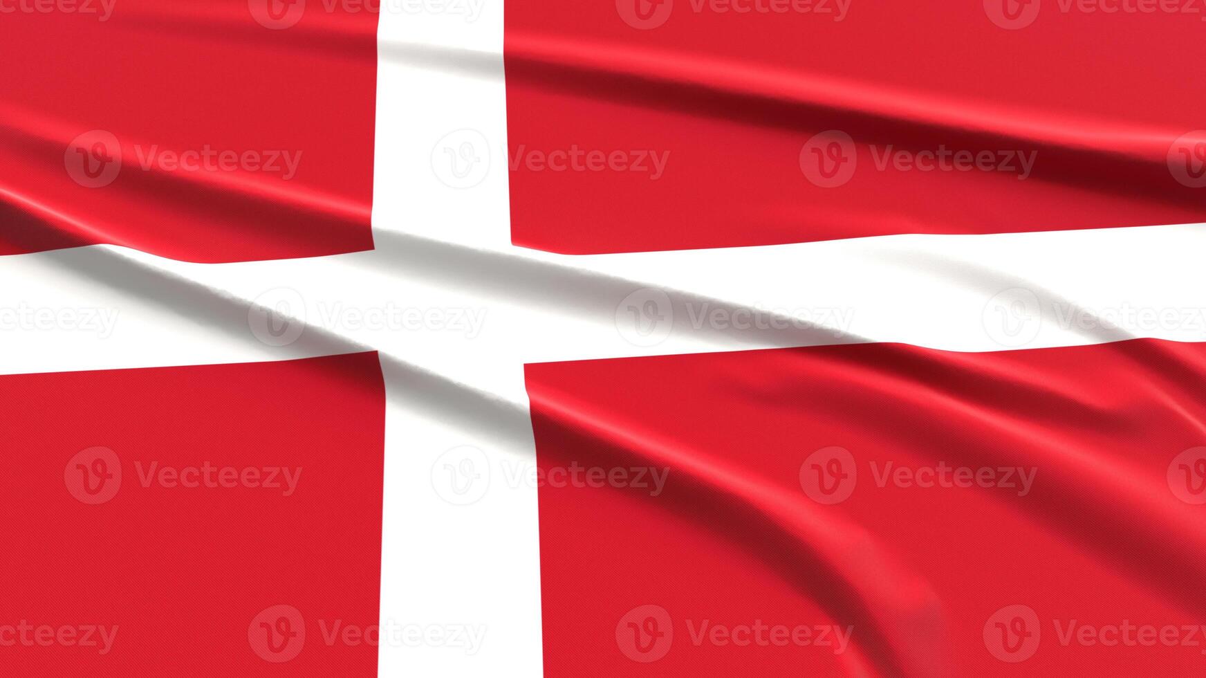 Denmark Flag. Fabric textured Danes Flag. 3D Render Illustration. photo