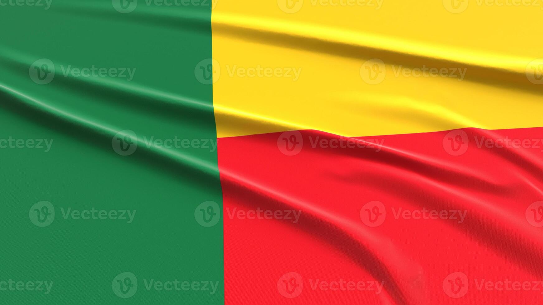Benin Flag. Fabric textured Beninese Flag. 3D Render Illustration. photo