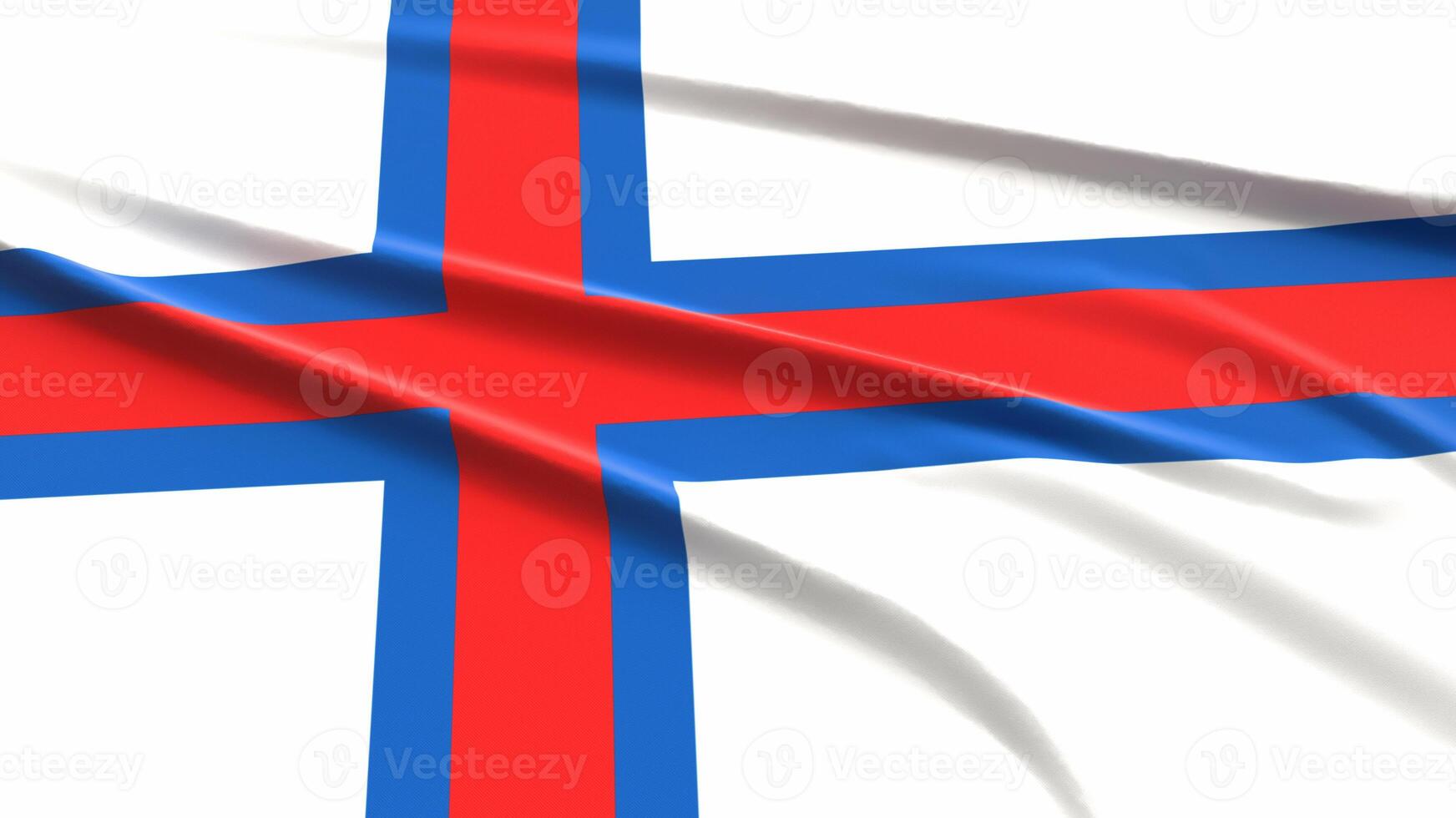 Faroe Islands Flag. Fabric textured Faroe Islander Flag. 3D Render Illustration. photo