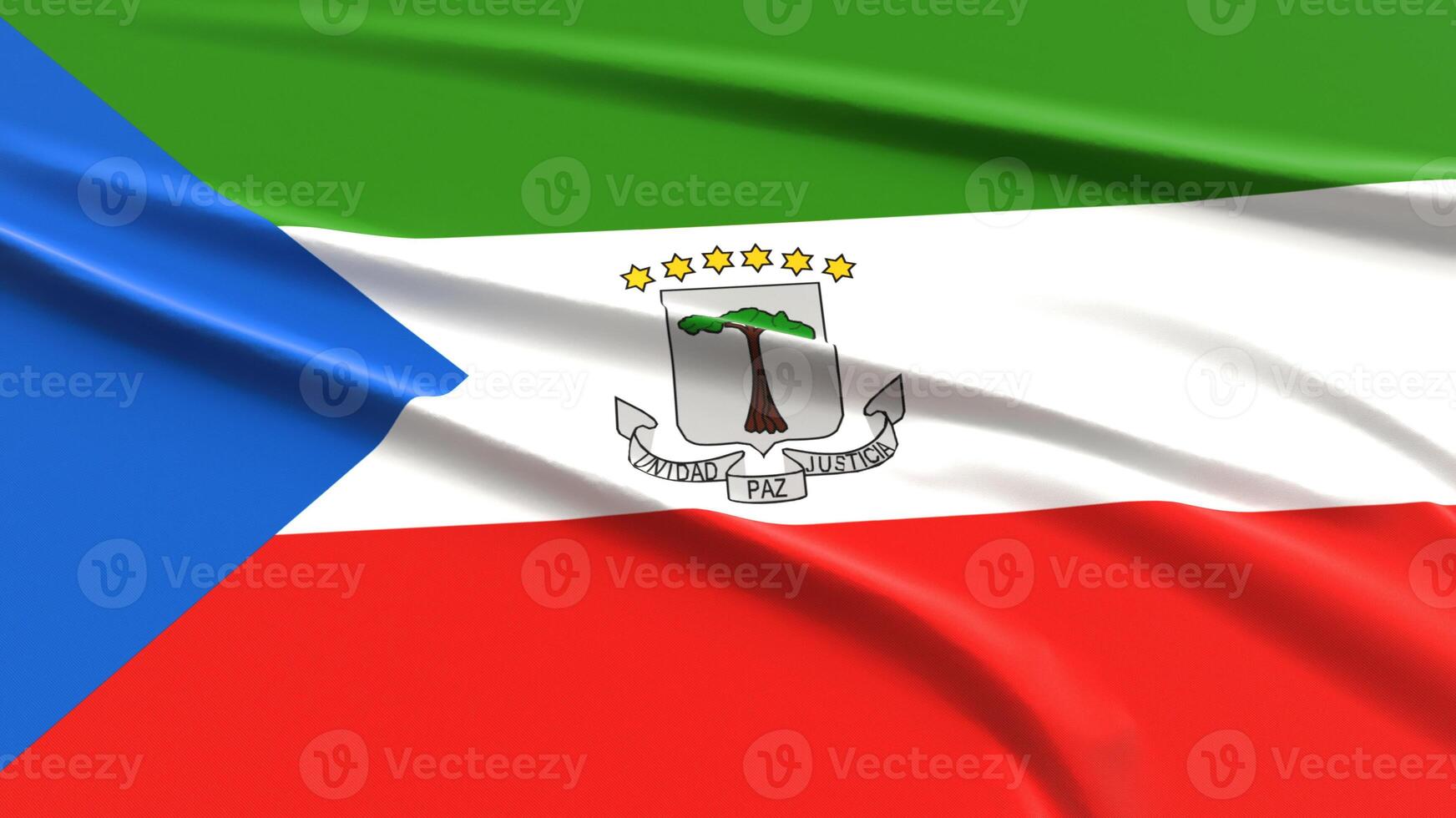 Equatorial Guinea Flag. Fabric textured Equatoguinean Flag. 3D Render Illustration. photo
