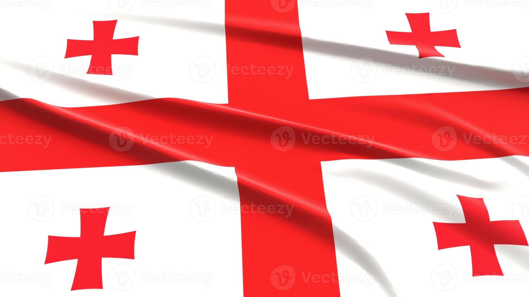 Georgia Flag. Fabric textured Georgian Flag. 3D Render Illustration. photo