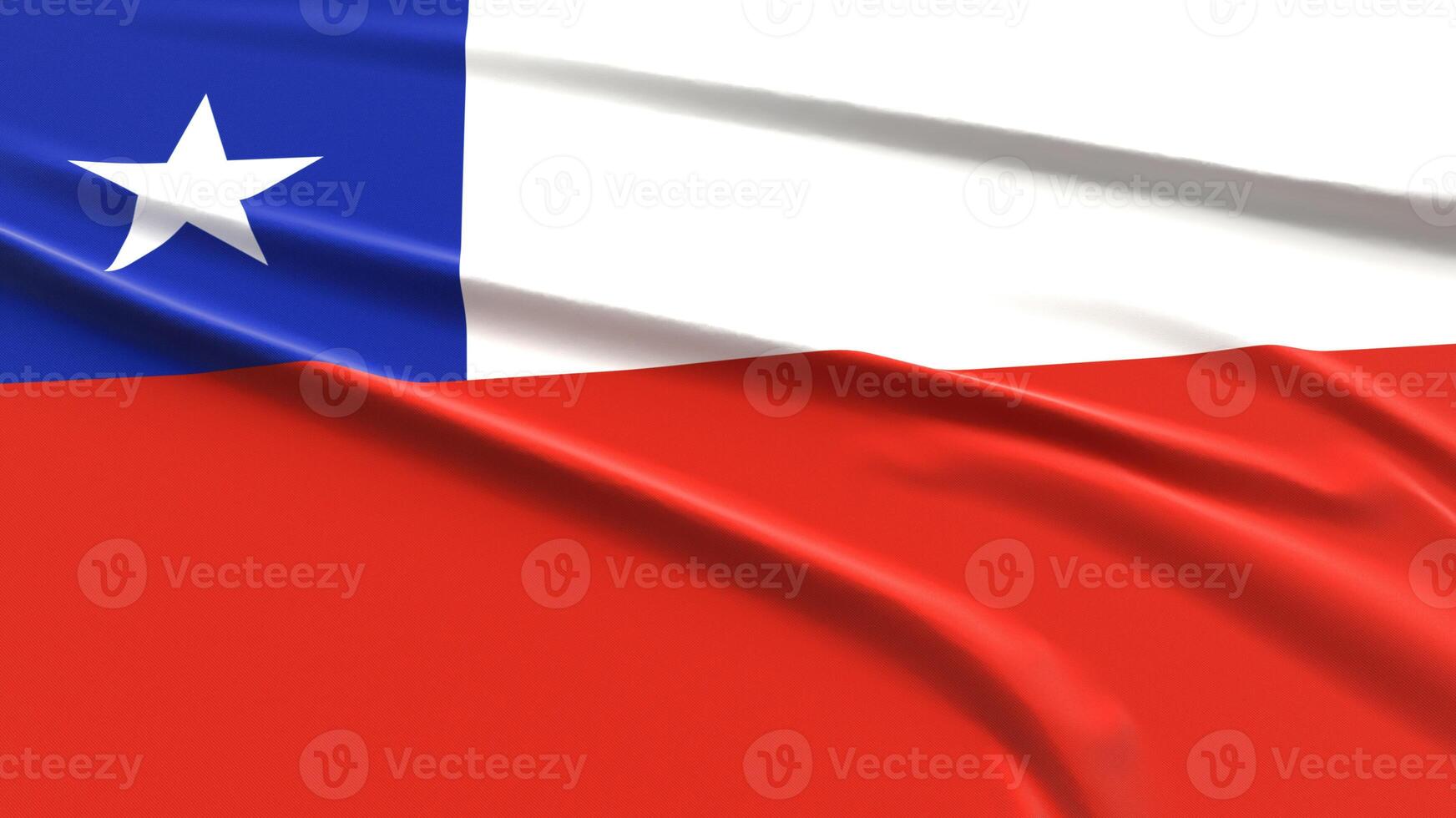 Chile Flag. Fabric textured Chilean Flag. 3D Render Illustration. photo