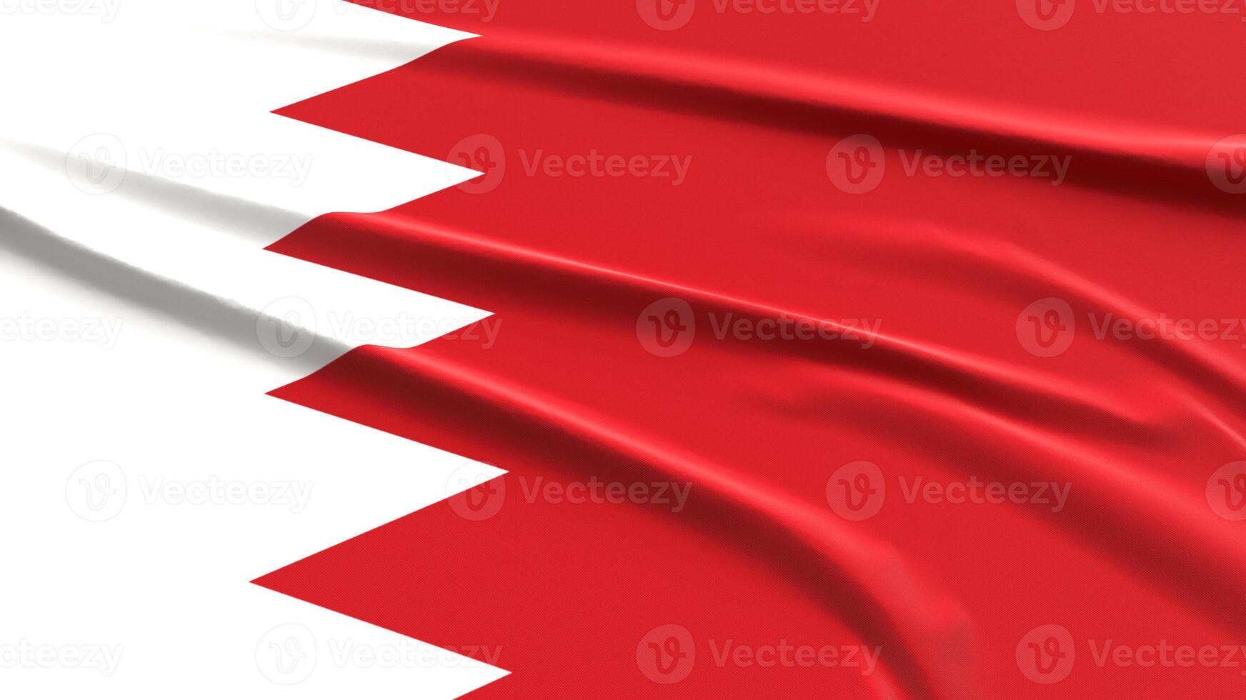 Bahrain Flag. Fabric textured Bahrain's Flag. 3D Render Illustration. photo