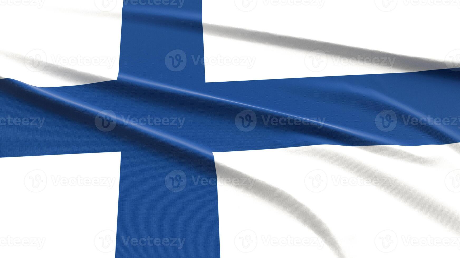 Finland Flag. Fabric textured Finnish Flag. 3D Render Illustration. photo