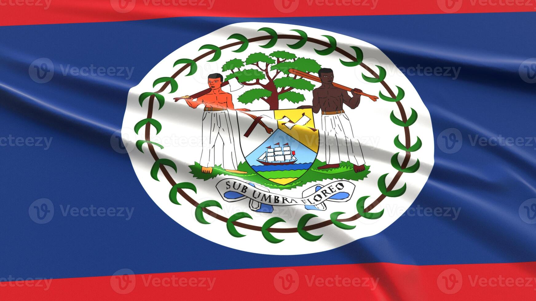 Belize Flag. Fabric textured Belize Flag. 3D Render Illustration. photo