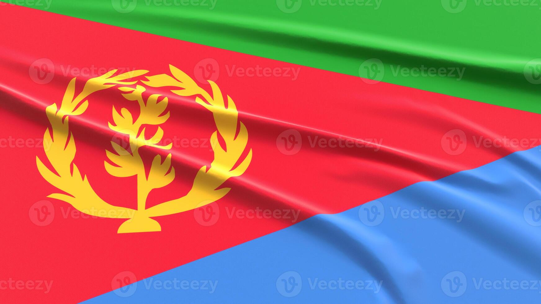 Eritrea Flag. Fabric textured Eritrean Flag. 3D Render Illustration. photo