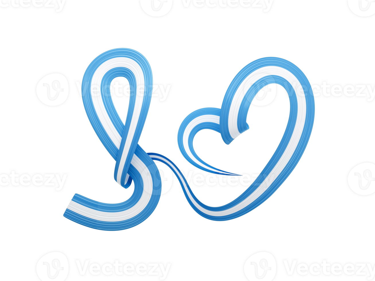 3d Flag Of Argentina Heart Shaped Wavy Awareness Ribbon flag, 3d illustration png