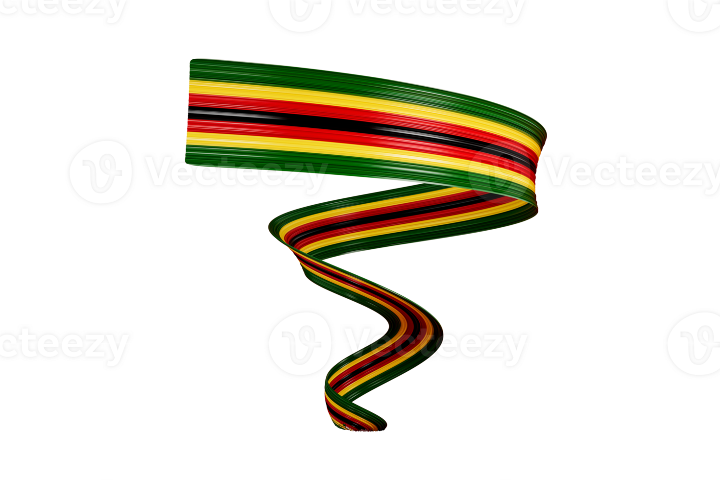3d Flag Of Zimbabwe Country, Shiny Wavy 3d Flag Ribbon, 3d illustration png