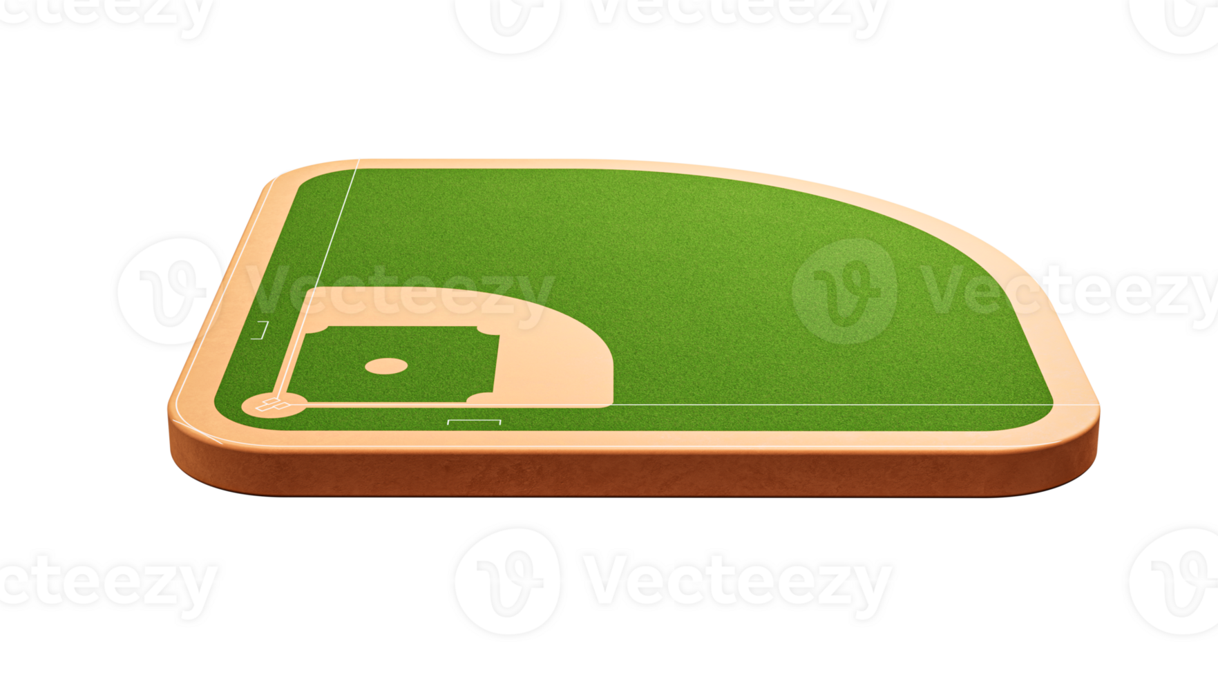 Realistic baseball Stadium baseball playground 3d icon. Athletic equipment 3d illustration png