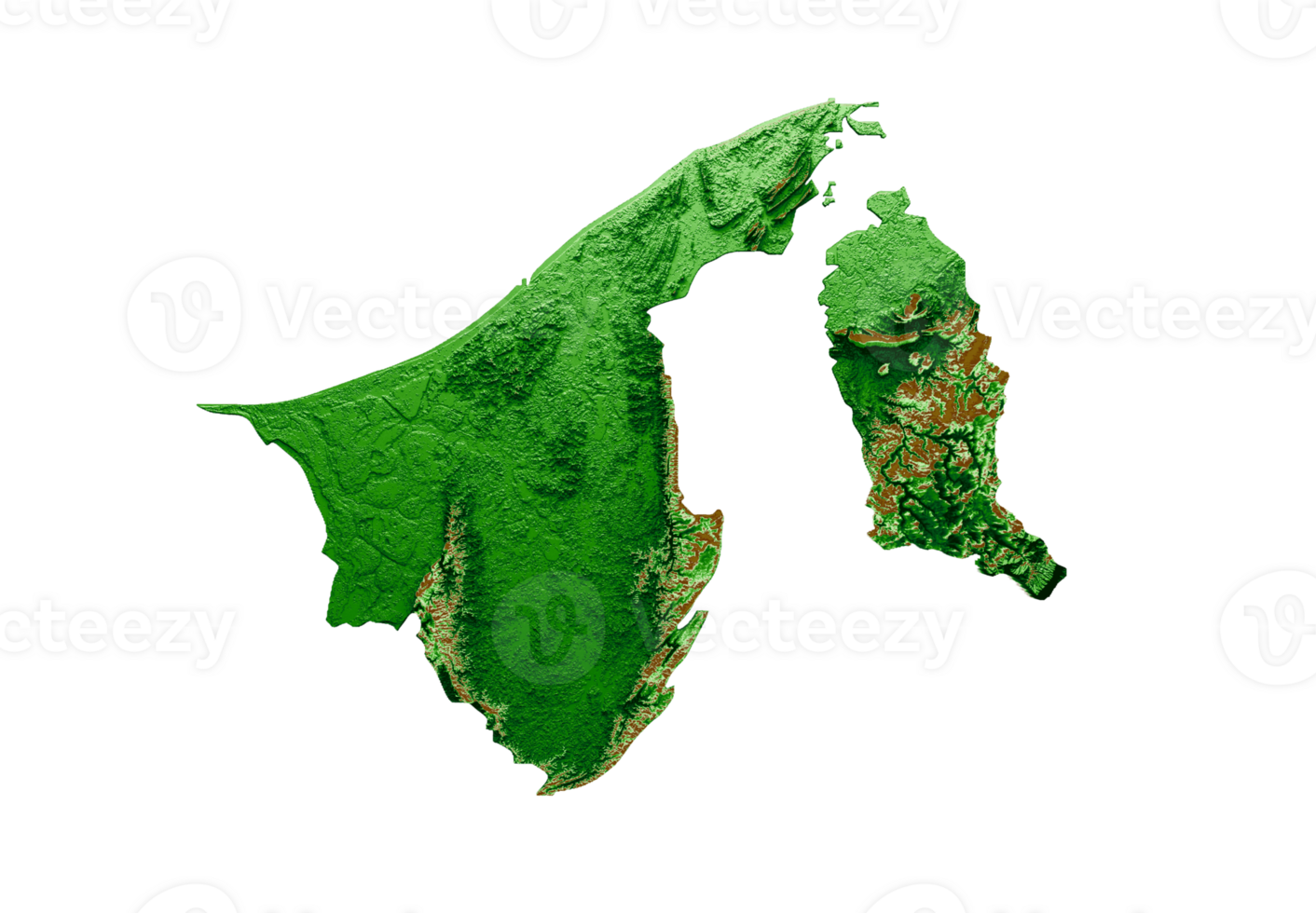 Brunei Topographic Map 3d realistic map Color 3d illustration png