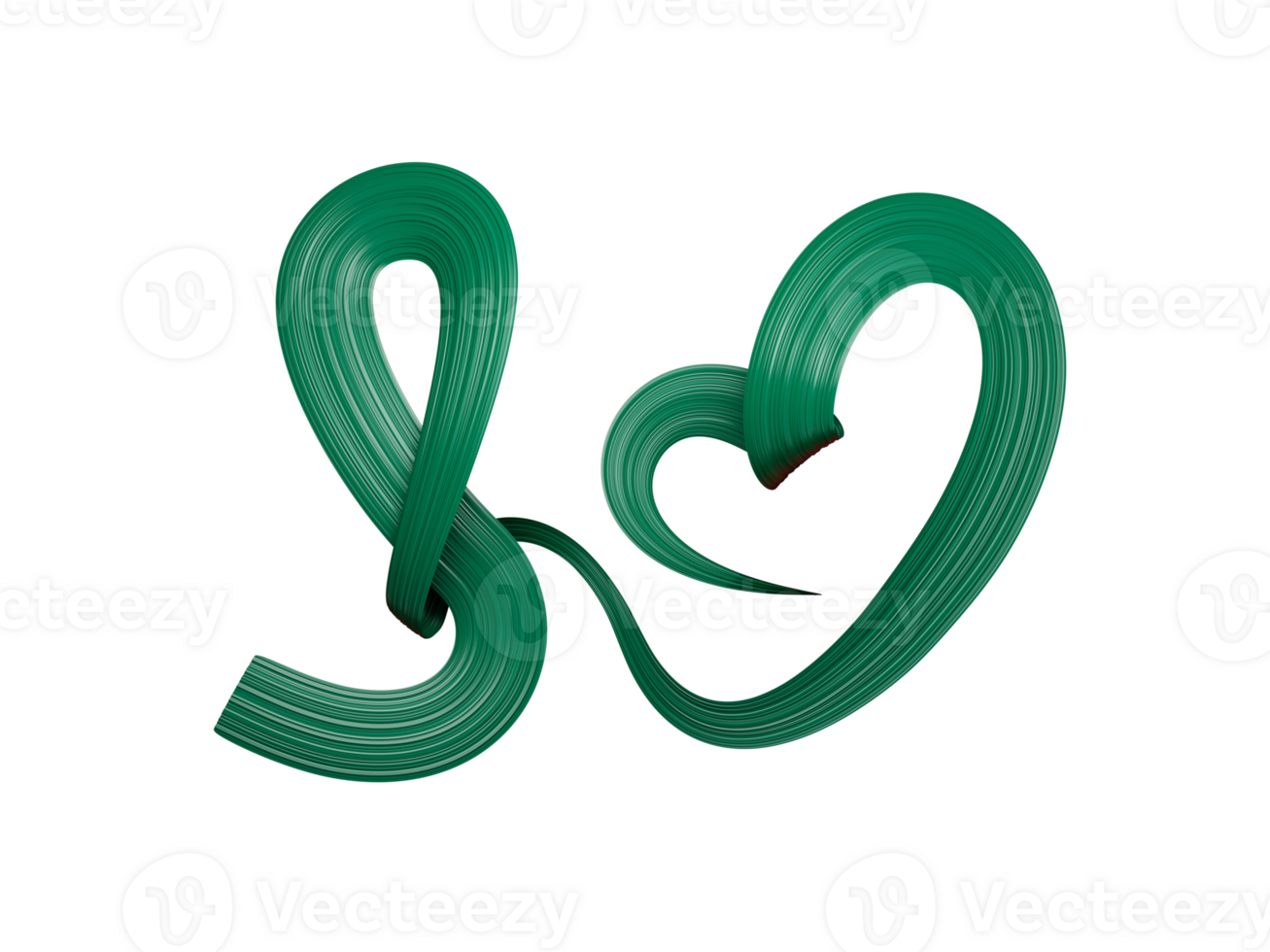 Bangladeshi flag heart shaped wavy ribbon 3d illustration png