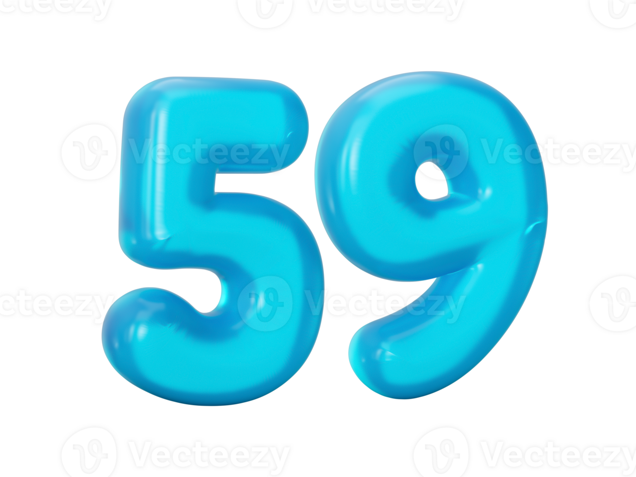 Blue jelly digit 59 fifty nine isolated Jelly colorful alphabets numbers for kids 3d illustration png