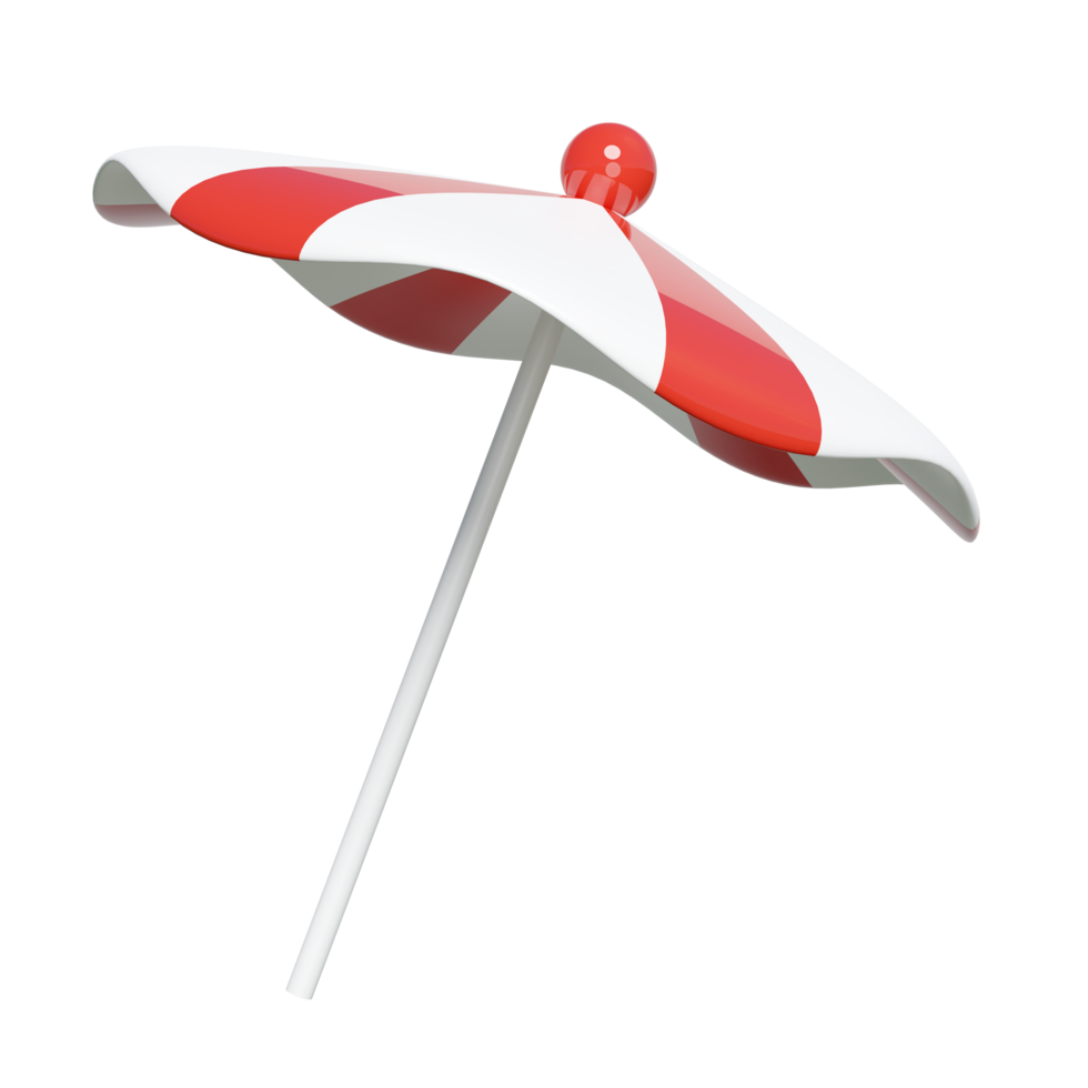 3d beach umbrella or parasol isolated. summer travel concept, 3d render illustration png