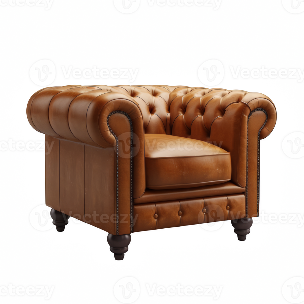 Vintage leather chair on transparent background png