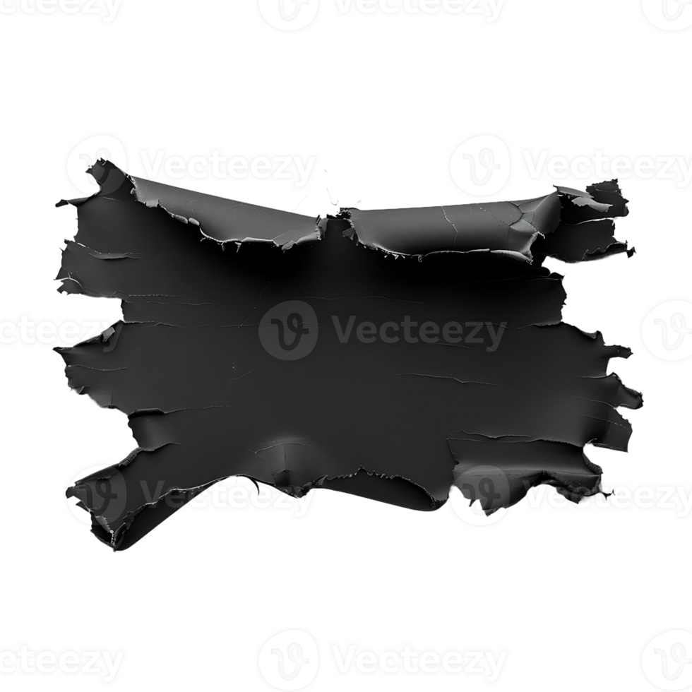 A black torn paper against transparent background. png