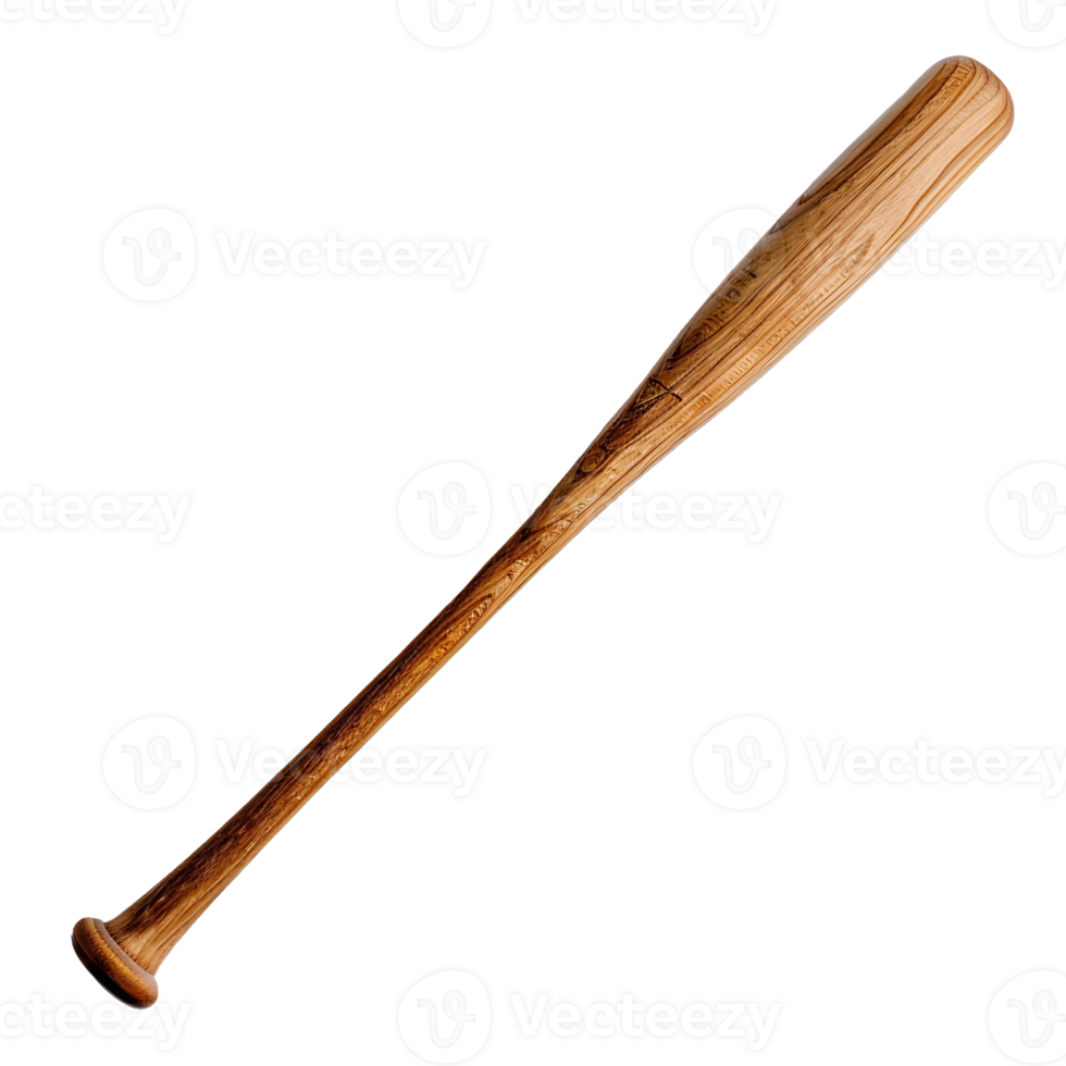 Vintage wooden bat isolated on transparent background. png