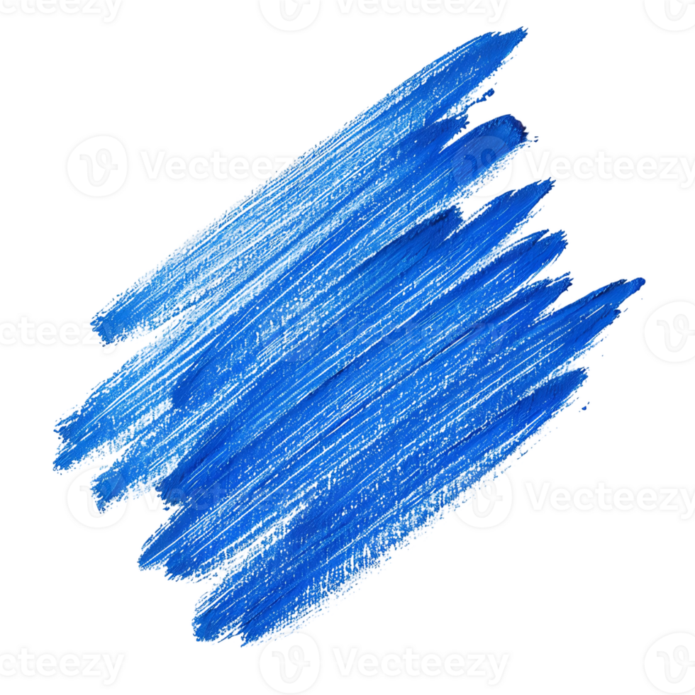 Bold blue brush stroke on transparent background. png