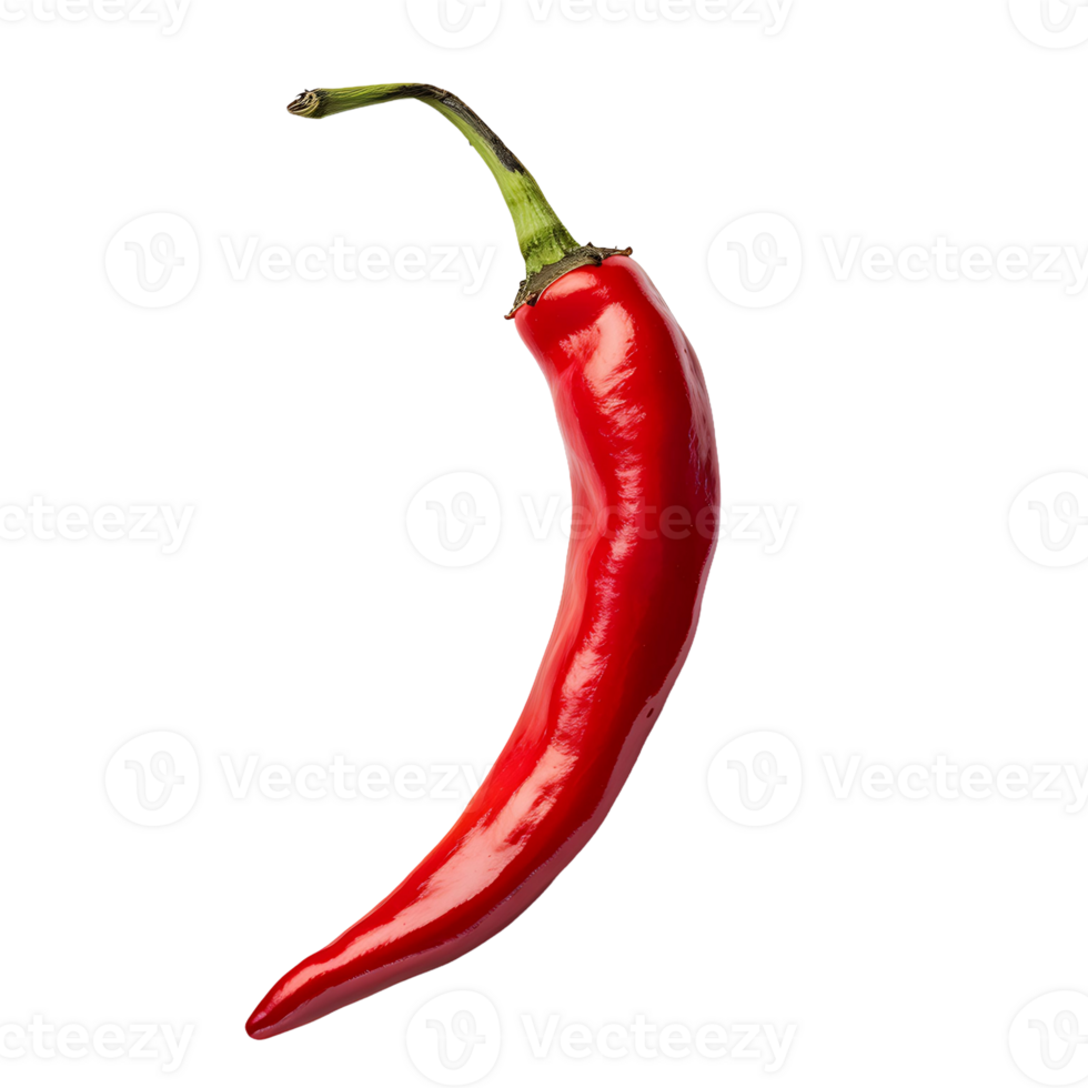 Vibrant red chili pepper on transparent background png