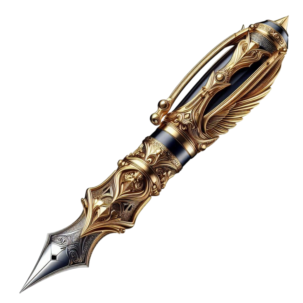 Generated Ai Cute Golden Pen png