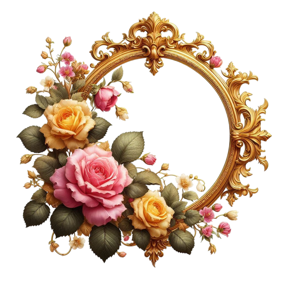 Generated Ai Rose Frame With A Gold Ring png