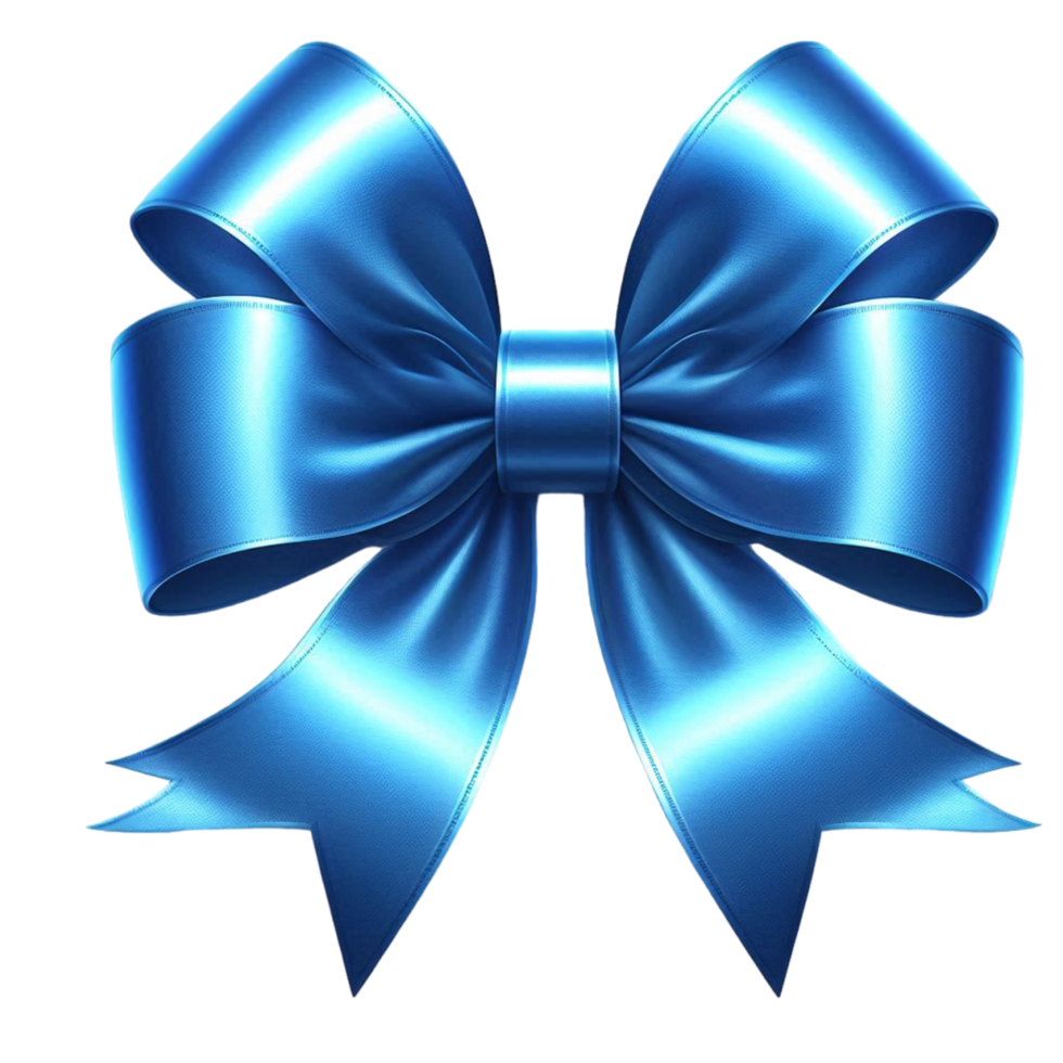 Generated Ai Blue bow with blue ribbon png