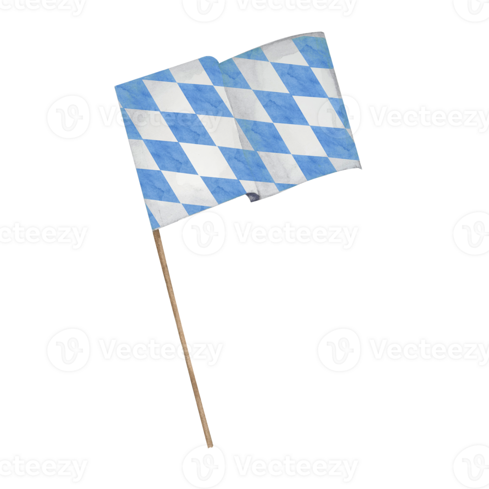 Bavarian flag watercolor clipart. Hand drawn blue and white diamond shapes for Oktoberfest, beer labels, brewery , flyers, poster, banners. Element for festive design, cultural event, beer festival png