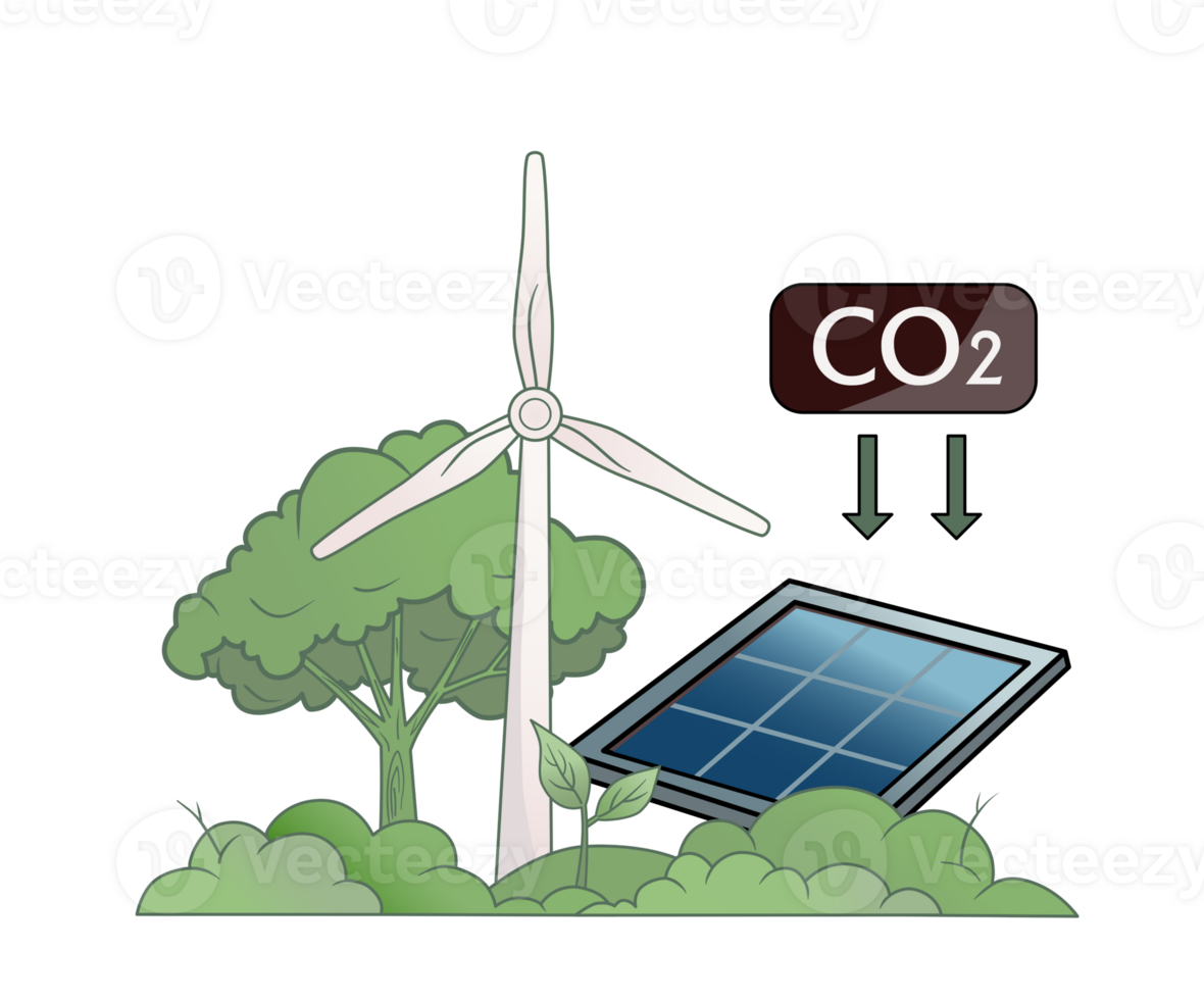 Clean energy and reforestation help reduce carbon dioxide. png