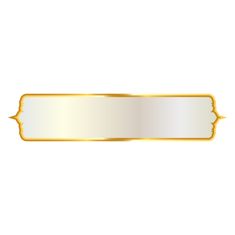 Luxury white golden set arabic islamic banner title frame text box in transparent background png