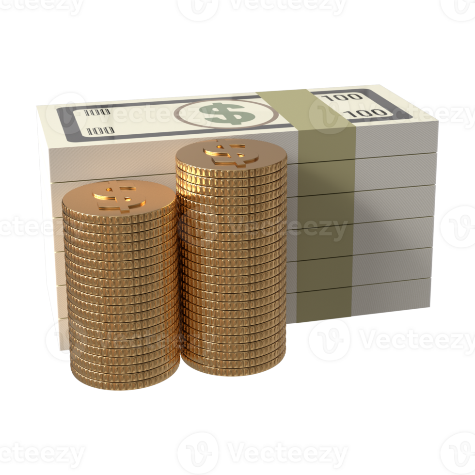 3d renderen van ons dollar. bundels van Verenigde staten valuta notities, financieel ontwerp element kan worden gebruik voor groeit geld. png