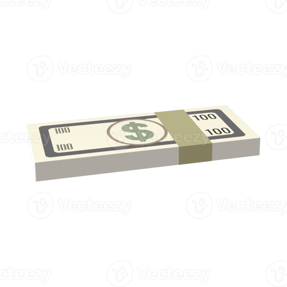 3d rendering of US dollar. bundles of United States currency notes, financial design element can be use for growing money. png