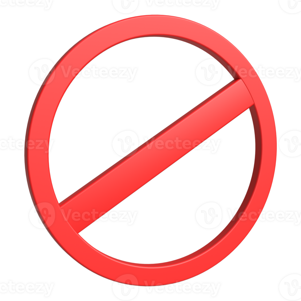 3d red no sign rendering for using stop, prohibition, etc. png