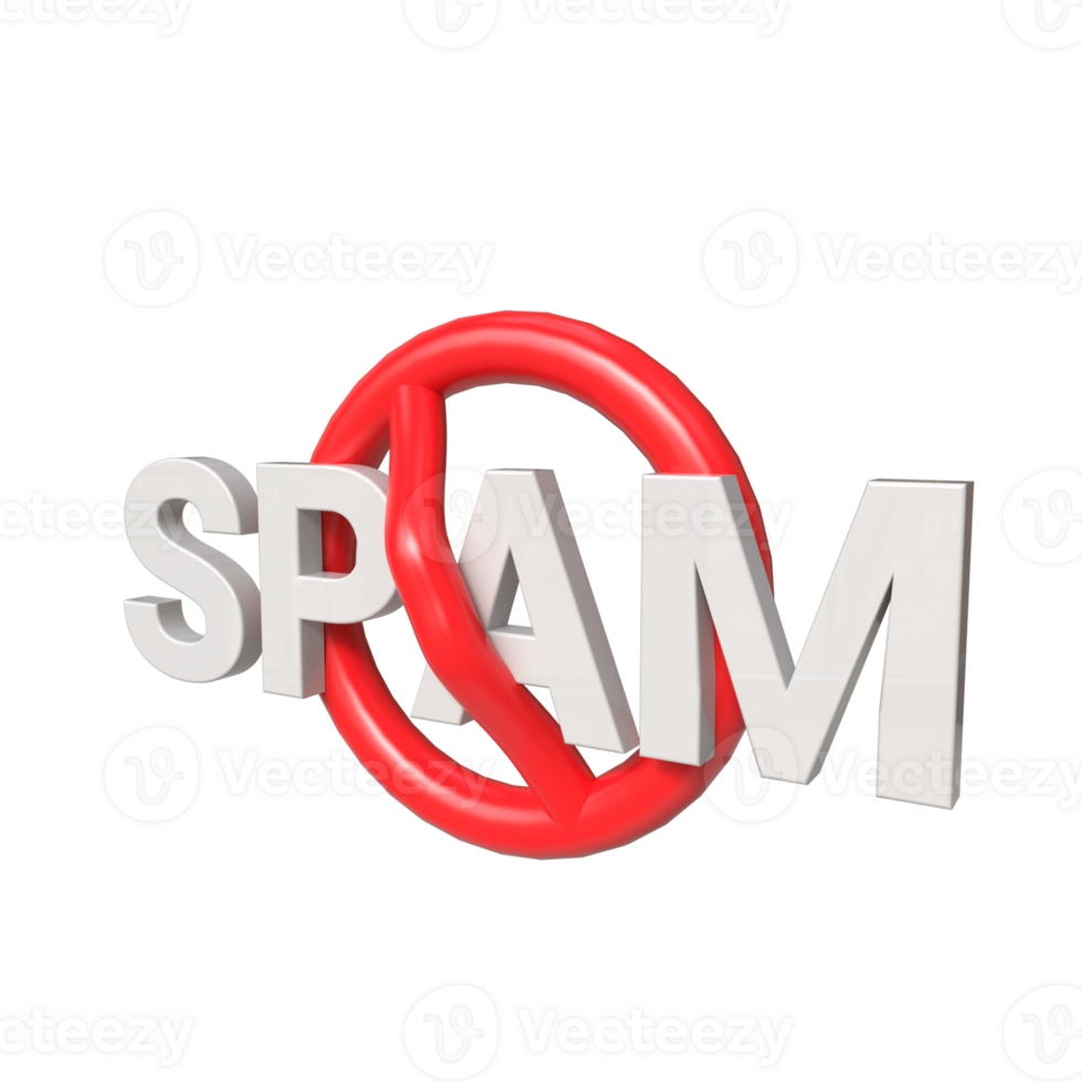 3D red Prohibited sign on spam png