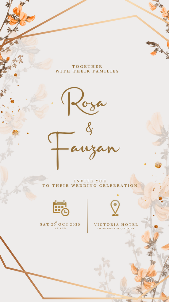 Digital Wedding Invitation Template with Geometric Shape psd