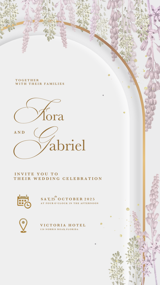 Digital Wedding Invitation Template with Pink Hyacinths psd